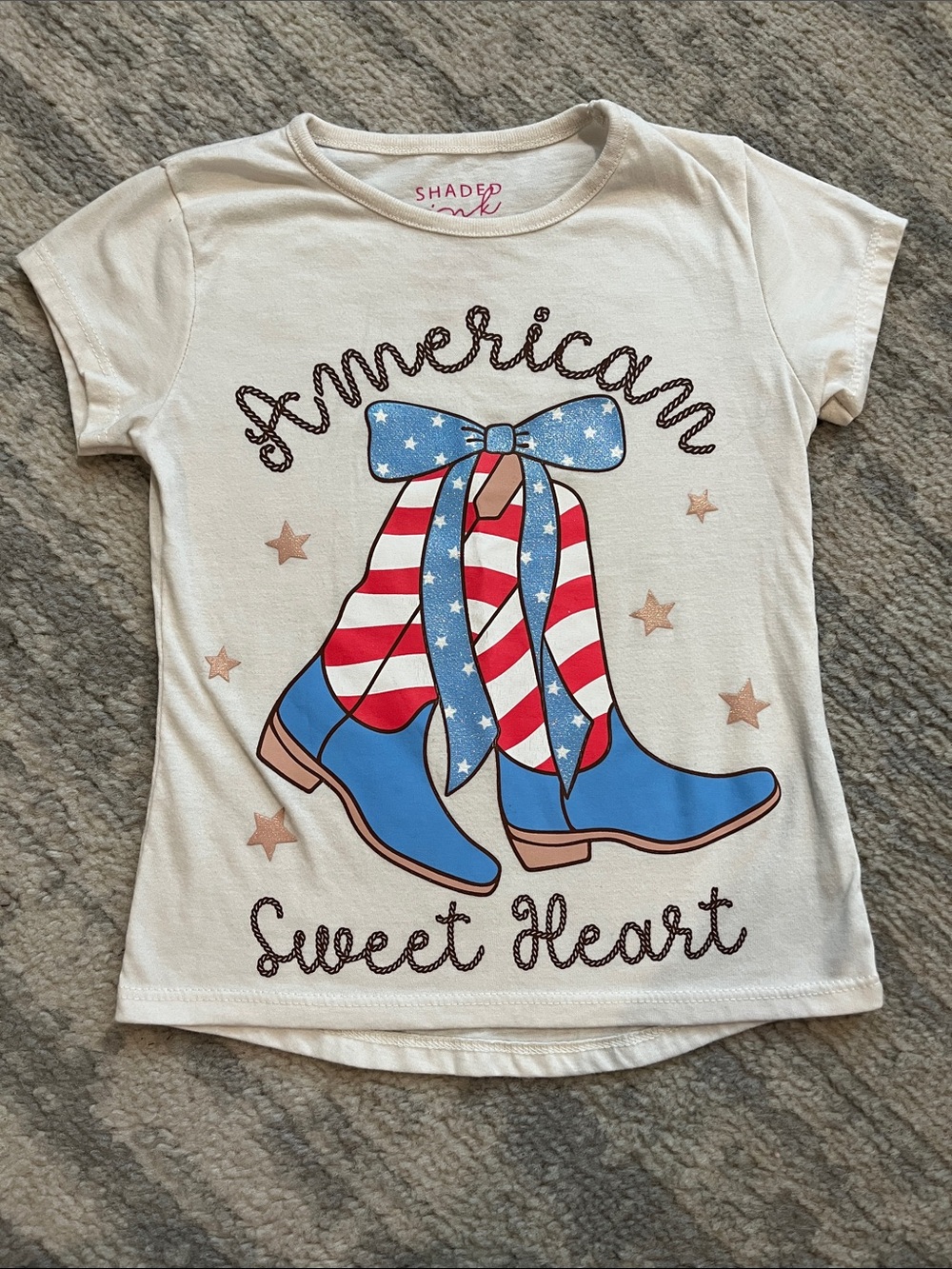 Kids' American Graphic Tee - Cream & Blue